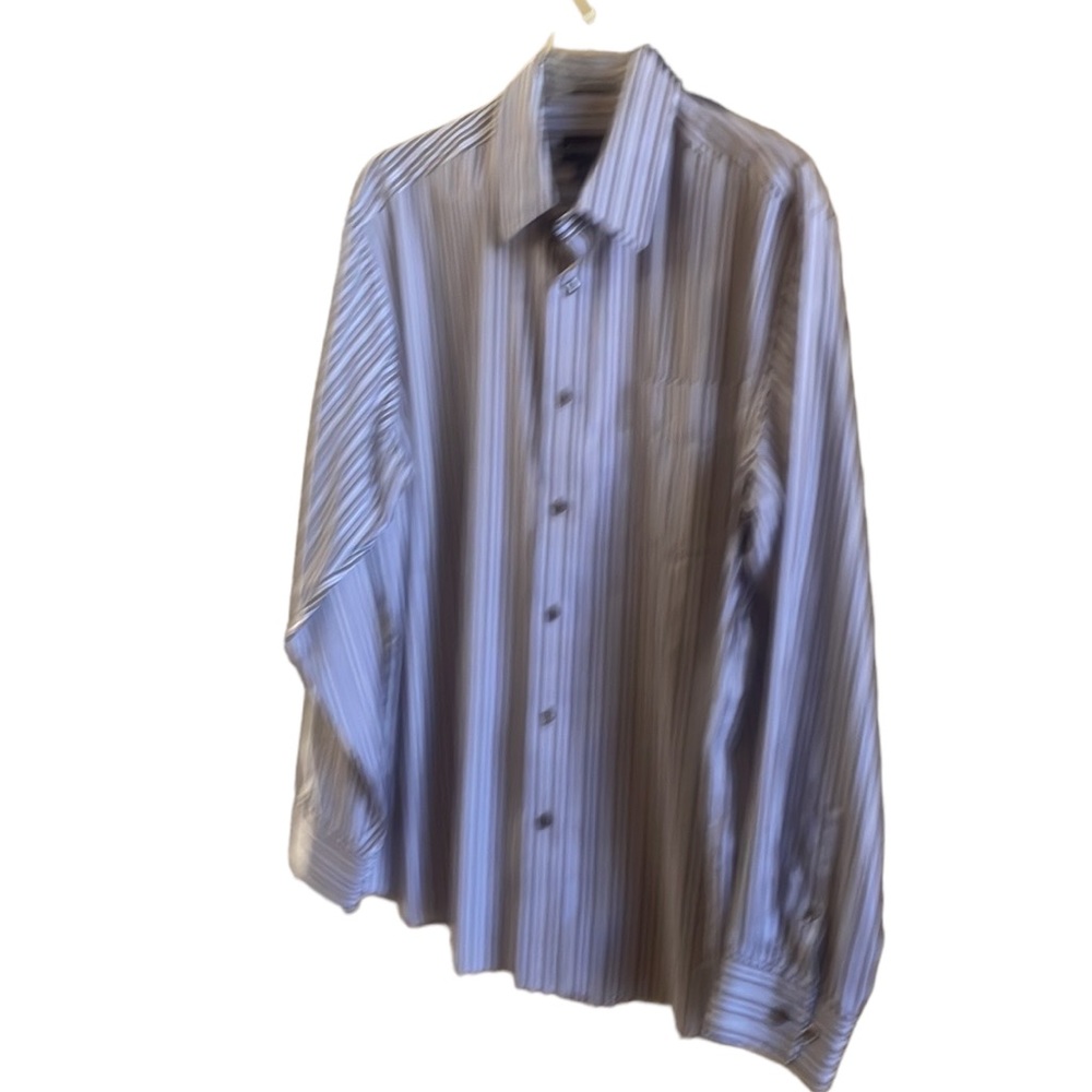 Mens Eddie Bauer Long Sleeve Button Up Shirt Brown And Tan Striped Size XL